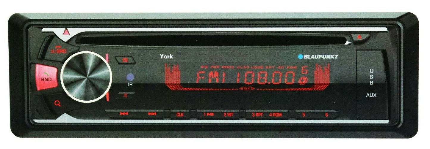 BLAUPUNKT York Single Din DVD CD MP3 Receiver w/AM/FM/USB/Bluetooth Detachable Face